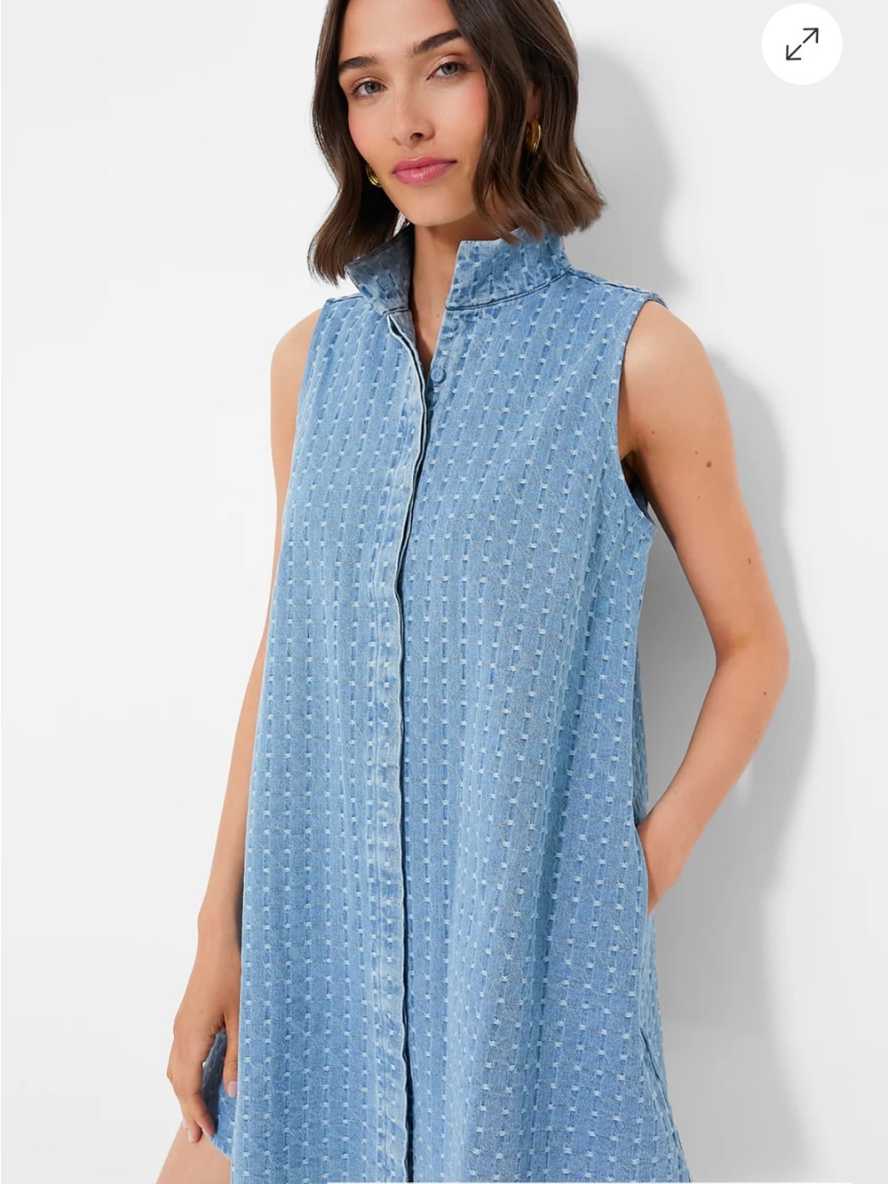 Tuckernuck Light Blue Textured Sleeveless Shirt Dress